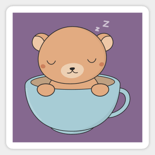 Kawaii Cute Brown Bear Loves Coffee Sticker